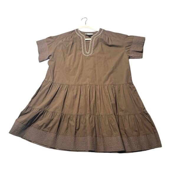 TUCKERNUCK POMANDER PLACE WOMENS MEDIUM DRESS KINSLEY BROWN PREPPY COQUETTE - Picture 1 of 8